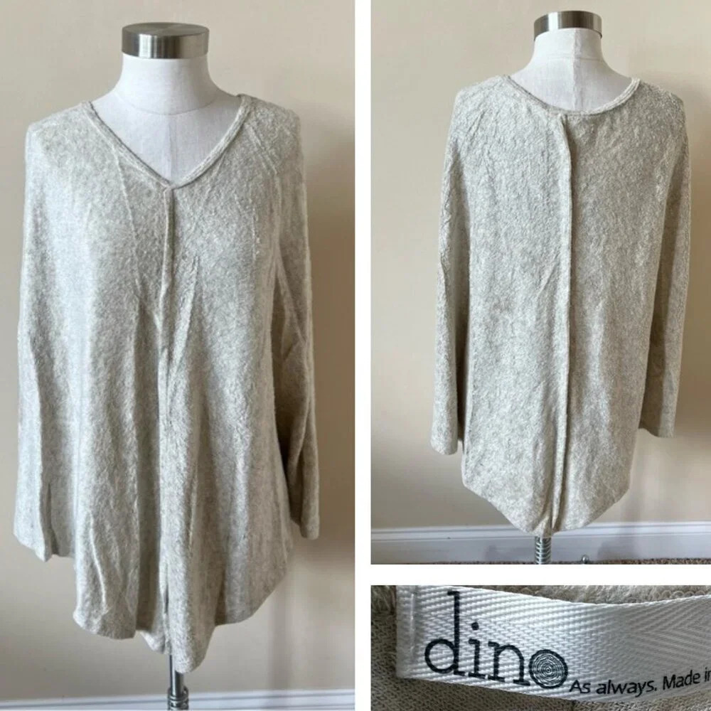 Dino Cream V-neck Poncho Sweater 26062